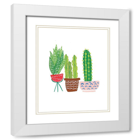 Cactus III White Modern Wood Framed Art Print with Double Matting by Serna, Isabel