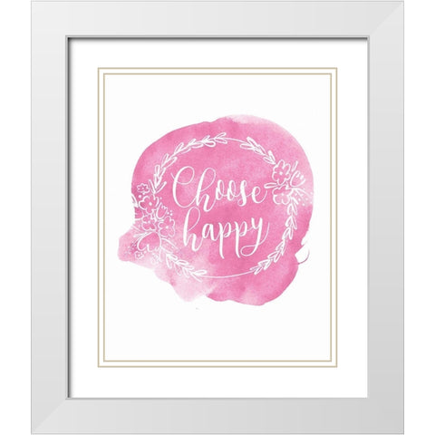 Choose Happy White Modern Wood Framed Art Print with Double Matting by Serna, Isabel