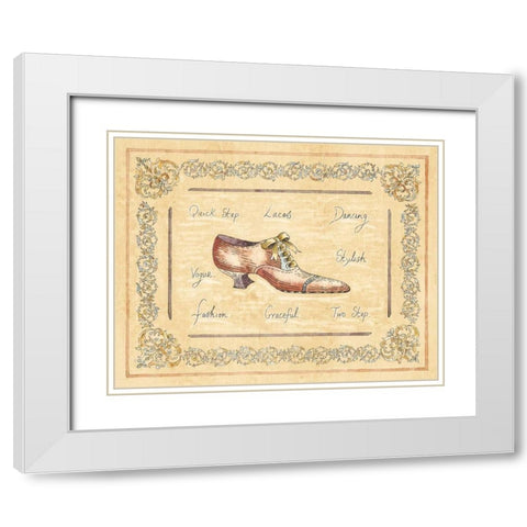 Vogue Shoe White Modern Wood Framed Art Print with Double Matting by Schippel, Banafshe