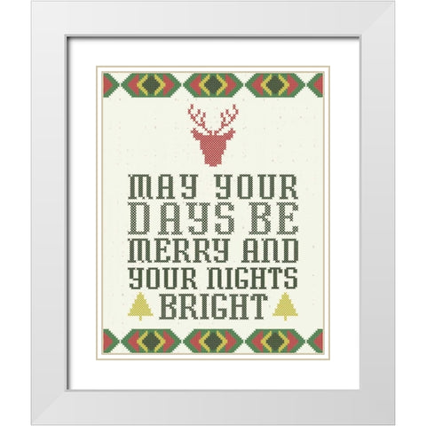 Merry and Bright White Modern Wood Framed Art Print with Double Matting by Sta Teresa, Ashley
