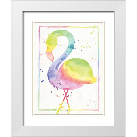 Flamingo Sunrise White Modern Wood Framed Art Print with Double Matting by Sta Teresa, Ashley