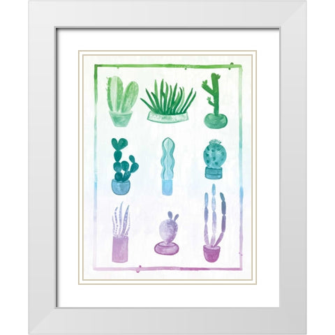 Ombre Cactus White Modern Wood Framed Art Print with Double Matting by Sta Teresa, Ashley
