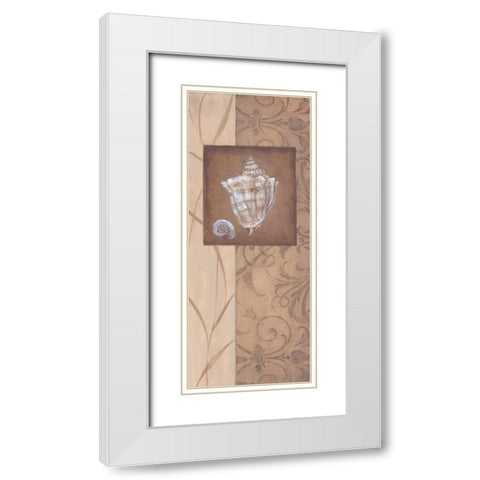 Sand Shell I White Modern Wood Framed Art Print with Double Matting by 3 Bamboo Studio