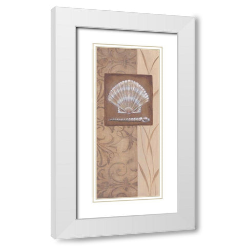 Sand Shell II White Modern Wood Framed Art Print with Double Matting by 3 Bamboo Studio