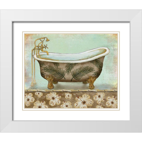 Tropical Bath I White Modern Wood Framed Art Print with Double Matting by Williams, Todd