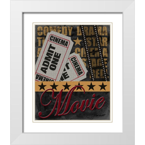 Movie White Modern Wood Framed Art Print with Double Matting by Williams, Todd