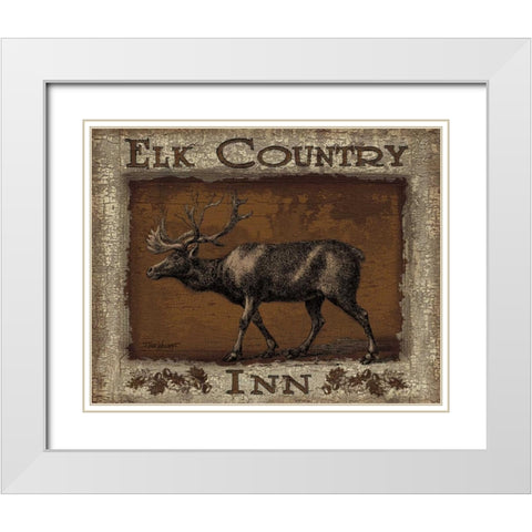 Elk Country White Modern Wood Framed Art Print with Double Matting by Williams, Todd