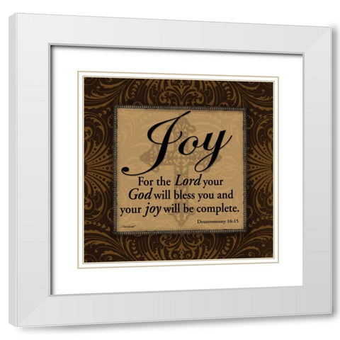 Joy White Modern Wood Framed Art Print with Double Matting by Williams, Todd