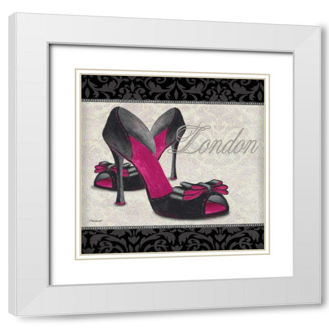 Pink Shoes Square I White Modern Wood Framed Art Print with Double Matting by Williams, Todd