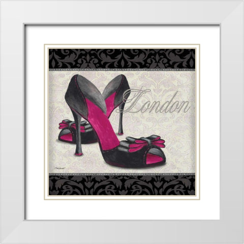 Pink Shoes Square I White Modern Wood Framed Art Print with Double Matting by Williams, Todd