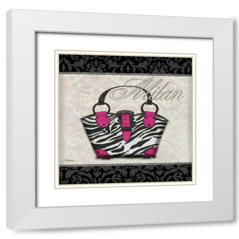 Pink Purse Square I White Modern Wood Framed Art Print with Double Matting by Williams, Todd