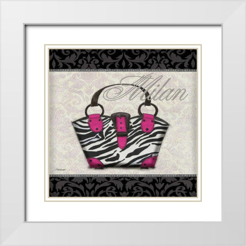 Pink Purse Square I White Modern Wood Framed Art Print with Double Matting by Williams, Todd