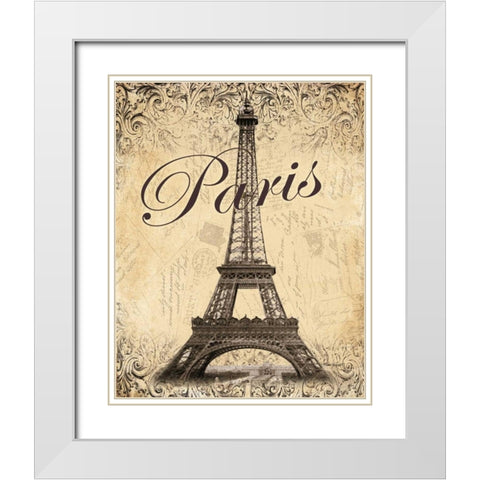 Paris White Modern Wood Framed Art Print with Double Matting by Williams, Todd