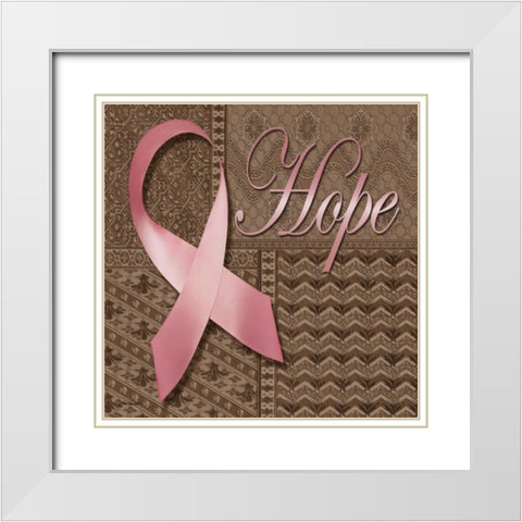 Hope Ribbon White Modern Wood Framed Art Print with Double Matting by Williams, Todd