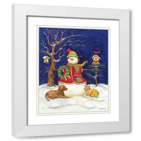 Snowman and Friends White Modern Wood Framed Art Print with Double Matting by Williams, Todd