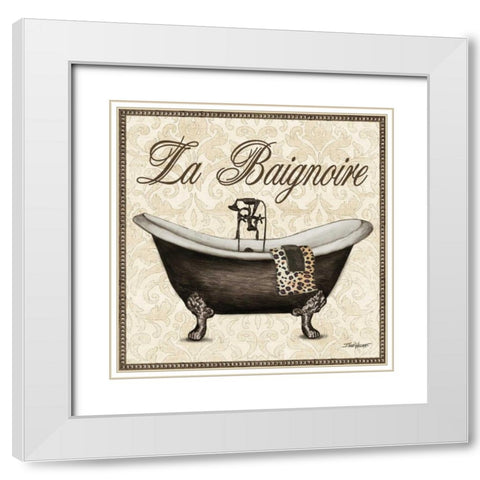 Leopard Bath I White Modern Wood Framed Art Print with Double Matting by Williams, Todd