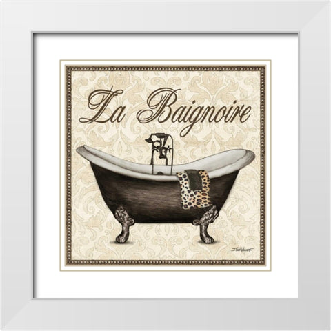 Leopard Bath I White Modern Wood Framed Art Print with Double Matting by Williams, Todd