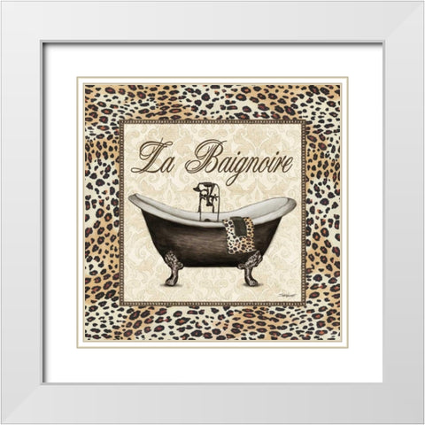 Leopard Bathtub White Modern Wood Framed Art Print with Double Matting by Williams, Todd