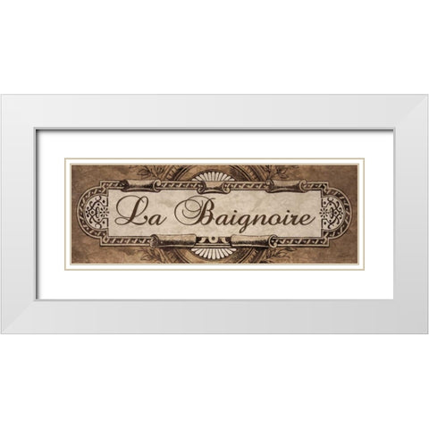 French Bath Sign II White Modern Wood Framed Art Print with Double Matting by Williams, Todd