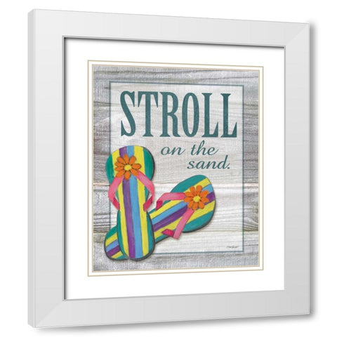 Stroll on the Sand White Modern Wood Framed Art Print with Double Matting by Williams, Todd