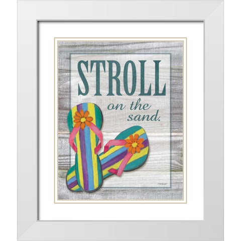 Stroll on the Sand White Modern Wood Framed Art Print with Double Matting by Williams, Todd