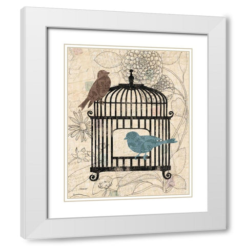 Birds and Blooms II White Modern Wood Framed Art Print with Double Matting by Williams, Todd
