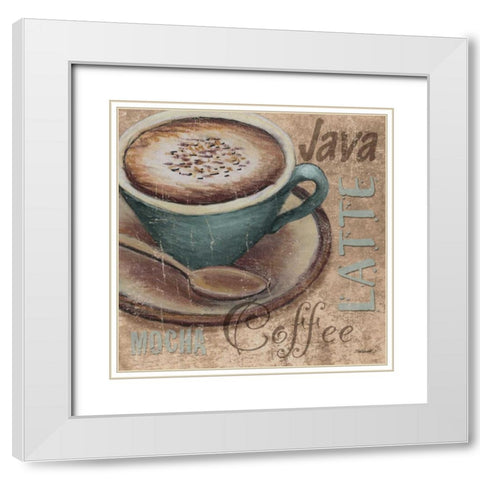 Blue Specialty Coffee I White Modern Wood Framed Art Print with Double Matting by Williams, Todd