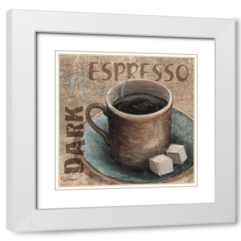 Blue Specialty Coffee II White Modern Wood Framed Art Print with Double Matting by Williams, Todd
