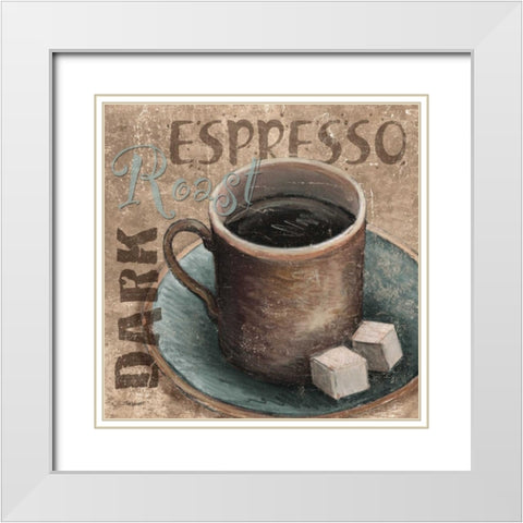 Blue Specialty Coffee II White Modern Wood Framed Art Print with Double Matting by Williams, Todd
