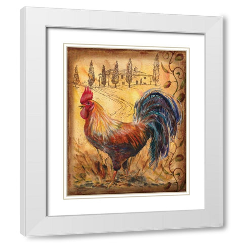 Tuscan Rooster II White Modern Wood Framed Art Print with Double Matting by Williams, Todd