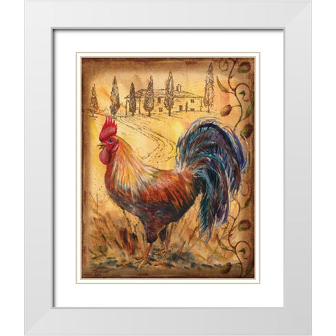 Tuscan Rooster II White Modern Wood Framed Art Print with Double Matting by Williams, Todd