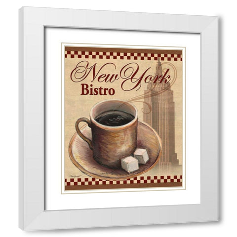 New York Bistro White Modern Wood Framed Art Print with Double Matting by Williams, Todd