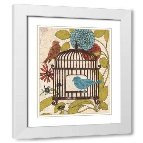 Birds and Blooms IV White Modern Wood Framed Art Print with Double Matting by Williams, Todd