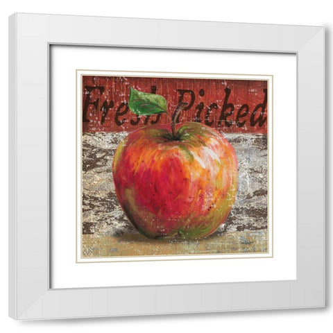 Fresh Picked Apple White Modern Wood Framed Art Print with Double Matting by Williams, Todd