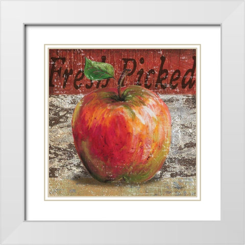 Fresh Picked Apple White Modern Wood Framed Art Print with Double Matting by Williams, Todd