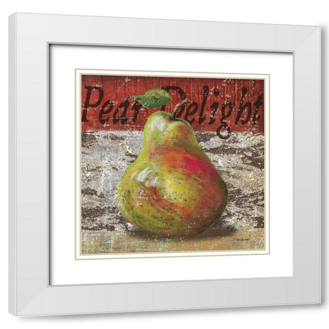 Pear Delight White Modern Wood Framed Art Print with Double Matting by Williams, Todd