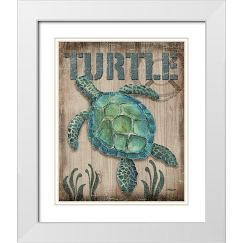 Turtle White Modern Wood Framed Art Print with Double Matting by Williams, Todd