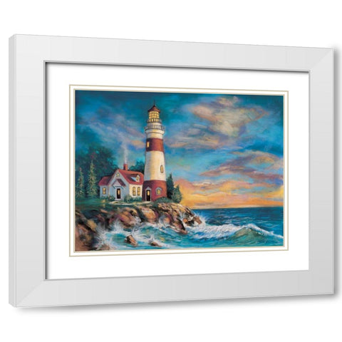 Lighthouse White Modern Wood Framed Art Print with Double Matting by Williams, Todd