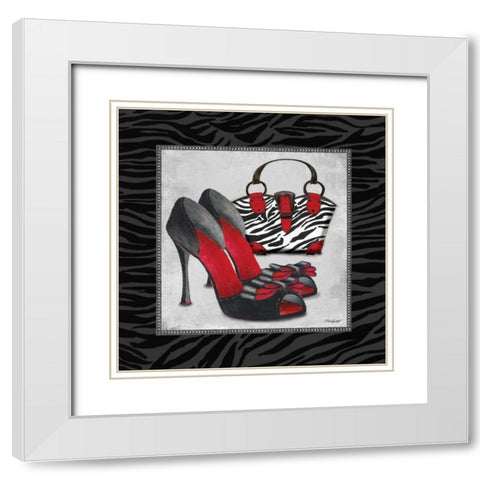 Zebra Fashion I White Modern Wood Framed Art Print with Double Matting by Williams, Todd