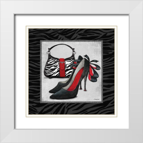 Zebra Fashion II White Modern Wood Framed Art Print with Double Matting by Williams, Todd