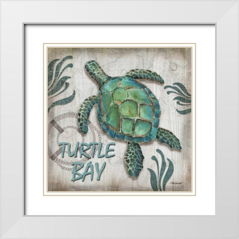 Turtle Bay White Modern Wood Framed Art Print with Double Matting by Williams, Todd