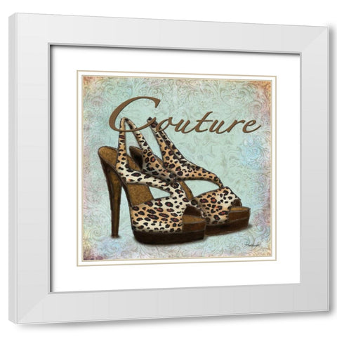 Blue Couture Shoes White Modern Wood Framed Art Print with Double Matting by Williams, Todd