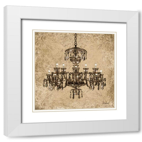 Vintage Chandelier II White Modern Wood Framed Art Print with Double Matting by Williams, Todd
