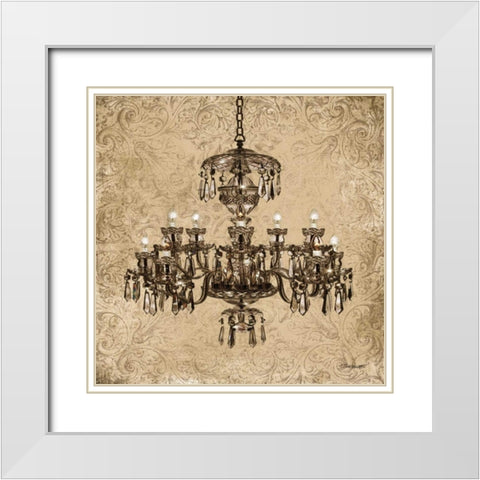 Vintage Chandelier II White Modern Wood Framed Art Print with Double Matting by Williams, Todd