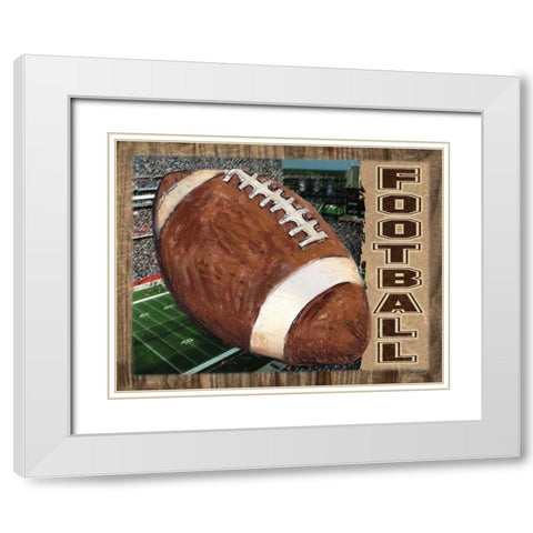 Football White Modern Wood Framed Art Print with Double Matting by Williams, Todd