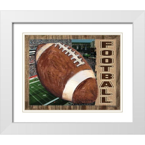 Football White Modern Wood Framed Art Print with Double Matting by Williams, Todd