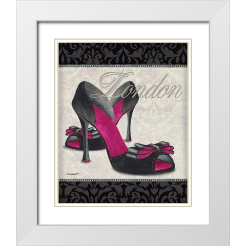 Pink Shoes I White Modern Wood Framed Art Print with Double Matting by Williams, Todd