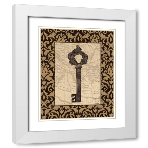 Old World Key II White Modern Wood Framed Art Print with Double Matting by Williams, Todd