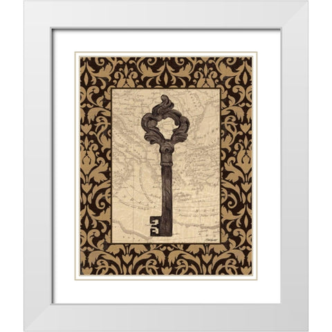 Old World Key II White Modern Wood Framed Art Print with Double Matting by Williams, Todd