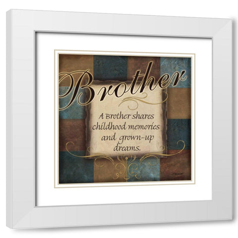 Brother White Modern Wood Framed Art Print with Double Matting by Williams, Todd